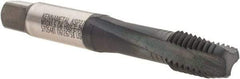 Kennametal - M10x1.50 Metric Coarse 3 Flute 6H Modified Bottoming Spiral Flute Tap - Vanadium High Speed Steel, AlCrTiN Finish, 2-15/16" OAL, Right Hand Flute, Right Hand Thread, D6, Series T692 - USA Tool & Supply