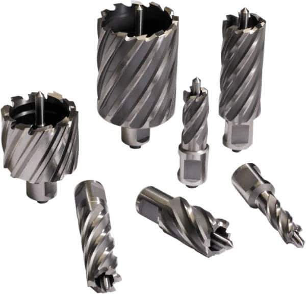 Annular Cutter: 1″ Dia, 2″ Depth of Cut, Carbide Tipped 3/4″ Shank Dia, Weldon Shank, 2 Flats, Bright/Uncoated