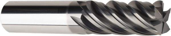 American Tool Service - 1", 1-3/4" LOC, 1" Shank Diam, 4" OAL, 5 Flute, Solid Carbide Square End Mill - Single End, AlCrN Finish, Spiral Flute, Variable° Helix, Centercutting, Right Hand Cut, Right Hand Flute - USA Tool & Supply