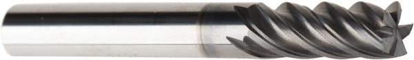 American Tool Service - 5/16", 13/16" LOC, 5/16" Shank Diam, 2-1/2" OAL, 5 Flute, Solid Carbide Square End Mill - Single End, AlCrN Finish, Spiral Flute, Variable° Helix, Centercutting, Right Hand Cut, Right Hand Flute - USA Tool & Supply