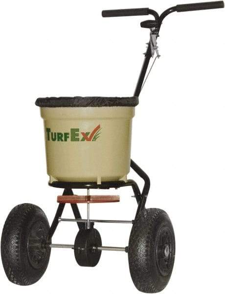 Trynex - 50 Lb Polyethylene Walk Behind Broadcast Landscape Spreader - 10" Pneumatic Wheels - USA Tool & Supply