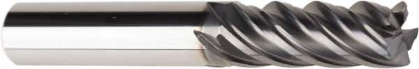 American Tool Service - 3/8", 5 Flute, Single End, Solid Carbide, 0.02" Corner Radius End Mill - 2-1/2" OAL, Right Hand Flute, 1" LOC, Right Hand Cut - USA Tool & Supply