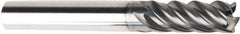 American Tool Service - 1/4", 5 Flute, Single End, Solid Carbide, 0.02" Corner Radius End Mill - 2-1/2" OAL, Right Hand Flute, 1" LOC, Right Hand Cut - USA Tool & Supply