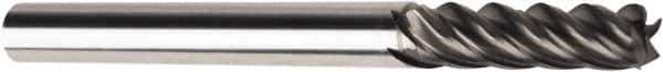 American Tool Service - 3/16", 5/8" LOC, 3/16" Shank Diam, 2" OAL, 5 Flute, Solid Carbide Square End Mill - Single End, AlCrN Finish, Spiral Flute, Variable° Helix, Centercutting, Right Hand Cut, Right Hand Flute - USA Tool & Supply