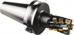 Seco - 50mm Cut Diam, 77mm Max Depth of Cut, 250mm OAL, Indexable Square Shoulder Helical End Mill - BT50 Taper Shank, 90° Lead Angle, Series Turbo - USA Tool & Supply