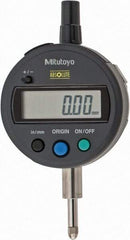 Mitutoyo - 0 to 12.7mm Range, 0.0005" Graduation, Electronic Drop Indicator - Lug Back, Accurate to 0.001", English & Metric System, LCD Display - USA Tool & Supply
