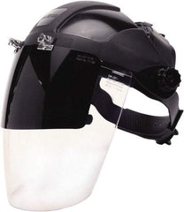 Sellstrom - Nylon Black Ratchet Adjustment, Face Shield & Headgear Set - 12-1/8" Wide x 9" High x 0.06" Thick, Anti-Fog, Clear Window - USA Tool & Supply