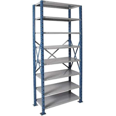 Hallowell - 8 Shelf Starter Extra Heavy-Duty Open Steel Shelving - 900 Lb Capacity, 48" Wide x 87" High x 18" Deep, Blue/Platinum - USA Tool & Supply