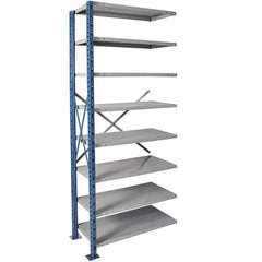 Hallowell - 8 Shelf Add-On Extra Heavy-Duty Open Steel Shelving - 1 Lb Capacity, 48" Wide x 123" High x 24" Deep, Blue/Platinum - USA Tool & Supply