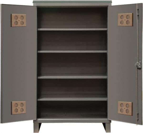 Durham - 4 Shelf Locking Storage Cabinet - Steel, 60" Wide x 24" Deep x 78" High, Gray - USA Tool & Supply