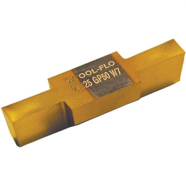 Tool-Flo - 125V84 Grade AC50C, 3.18mm Cutting Width Carbide Grooving Insert - 1/4" Max Depth of Cut, Neutral, AlTiN Finish - USA Tool & Supply