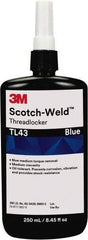 3M - 250 mL, Blue, Medium Strength Liquid Threadlocker - 24 hr Full Cure Time - USA Tool & Supply