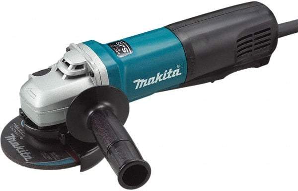 Makita - 4-1/2" Wheel Diam, 10,500 RPM, Corded Angle & Disc Grinder - 5/8-11 Spindle, 120 Volts, 10 Amps - USA Tool & Supply