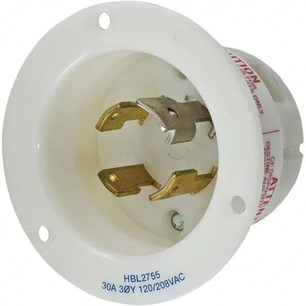 Hubbell Wiring Device-Kellems - 3-Phase Wye 120/208 VAC 30A NEMA L18-30P Industrial Twist Lock Inlet - USA Tool & Supply