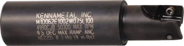 Kennametal - 1-1/4" Cut Diam, 0.392" Max Depth of Cut, 1-1/4" Shank Diam, 3.88" OAL, Indexable Square Shoulder End Mill - EC10.., EP10.. Inserts, Weldon Shank, 0° Lead Angle, Through Coolant - USA Tool & Supply