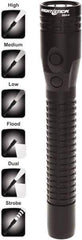 Bayco - LED Bulb, Industrial/Tactical Flashlight - Black Aluminum Body, Integrated Batteries - USA Tool & Supply
