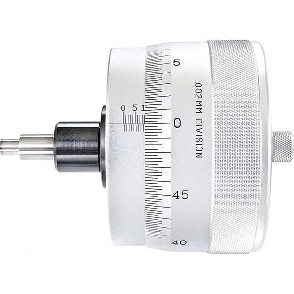 Starrett - 25mm, 4-1/16 Inch Plain Thimble, 0.3118 Inch Diameter x 1-7/16 Inch Long Spindle, Mechanical Micrometer Head - USA Tool & Supply