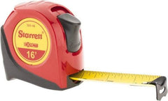 Starrett - 16' x 1" Yellow Blade Tape Measure - 1/16" Graduation, S1 Graduation Style, Red Case - USA Tool & Supply