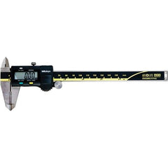 Mitutoyo - 0 to 6" Range 0.01mm Resolution, Electronic Caliper - Steel with 40mm Carbide-Tipped Jaws, 0.001" Accuracy, SPC Output - USA Tool & Supply