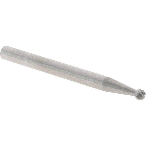 Cle-Line - 3/32" Cut Diam, 1/8" Shank Diam, Ball Head Single Cut Burr - Carbide, 3/32" LOC, 1-1/2" OAL - USA Tool & Supply