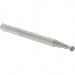 Cle-Line - 3/32" Cut Diam, 1/8" Shank Diam, Ball Head Single Cut Burr - Carbide, 3/32" LOC, 1-1/2" OAL - USA Tool & Supply