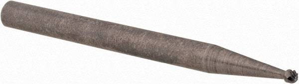 Cle-Line - 1/16" Cut Diam, 1/8" Shank Diam, Ball Head Single Cut Burr - Carbide, 1.6mm LOC, 38mm OAL - USA Tool & Supply