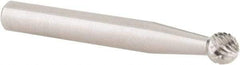 Cle-Line - 1/4" Cut Diam, 1/4" Shank Diam, Ball Head Double Cut Burr - Carbide, 1/4" LOC, 2" OAL - USA Tool & Supply
