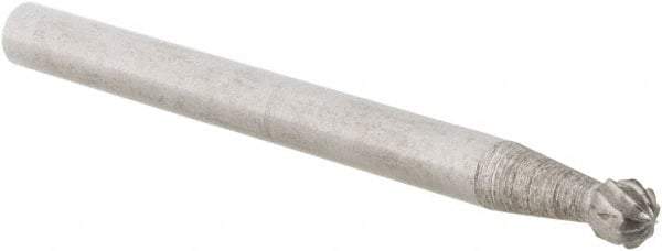 Cle-Line - 1/8" Cut Diam, 1/8" Shank Diam, Ball Head Double Cut Burr - Carbide, 1/8" LOC, 1-1/2" OAL - USA Tool & Supply