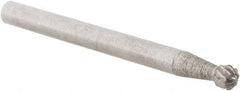 Cle-Line - 1/8" Cut Diam, 1/8" Shank Diam, Ball Head Double Cut Burr - Carbide, 1/8" LOC, 1-1/2" OAL - USA Tool & Supply