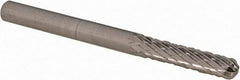 Cle-Line - 1/8" Cut Diam, 1/8" Shank Diam, Cylinder with Radius Head Double Cut Burr - Carbide, Radius End, 9/16" LOC, 1-1/2" OAL - USA Tool & Supply