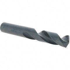 Cle-Line - 1/2" 135° Spiral Flute High Speed Steel Screw Machine Drill Bit - Oxide Finish, Right Hand Cut, 2-1/4" Flute Length, 3-3/4" OAL, Split Point, Straight Shank - USA Tool & Supply