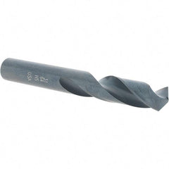 Cle-Line - 31/64" 135° Spiral Flute High Speed Steel Screw Machine Drill Bit - Oxide Finish, Right Hand Cut, 2-3/16" Flute Length, 3-11/16" OAL, Split Point, Straight Shank - USA Tool & Supply
