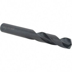 Cle-Line - 3/8" 135° Spiral Flute High Speed Steel Screw Machine Drill Bit - Oxide Finish, Right Hand Cut, 1-13/16" Flute Length, 3-1/8" OAL, Split Point, Straight Shank - USA Tool & Supply