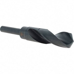 Cle-Force - 1" Drill, 118° Point, High Speed Steel Silver Deming & Reduced Shank Drill Bit - Oxide Finish, 6" OAL, Flats on Shank, 3-1/8" Flute Length, Right Hand Cut, Standard Point, Spiral Flute, Regular Spiral - USA Tool & Supply