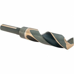 Cle-Line - 21mm Drill, 118° Point, High Speed Steel Silver Deming & Reduced Shank Drill Bit - Oxide Finish, 6" OAL, Flats on Shank, 79mm Flute Length, Right Hand Cut, Split Point, Spiral Flute, Regular Spiral - USA Tool & Supply