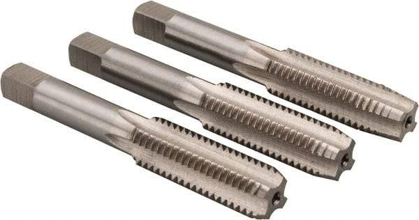 Cle-Line - M14x2.00 Metric, 4 Flute, Bottoming, Plug & Taper, Bright Finish, High Speed Steel Tap Set - Right Hand Cut, 3-37/64" OAL, 1-23/32" Thread Length, Series 0404 - USA Tool & Supply