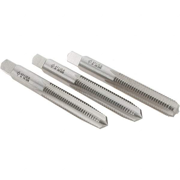 Cle-Line - M8x1.25 Metric, 4 Flute, Bottoming, Plug & Taper, Bright Finish, High Speed Steel Tap Set - Right Hand Cut, 2-23/32" OAL, 1-1/8" Thread Length, Series 0404 - USA Tool & Supply