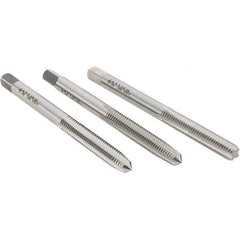 Cle-Line - M5x0.80 Metric, 4 Flute, Bottoming, Plug & Taper, Bright Finish, High Speed Steel Tap Set - Right Hand Cut, 2-3/8" OAL, 7/8" Thread Length, Series 0404 - USA Tool & Supply