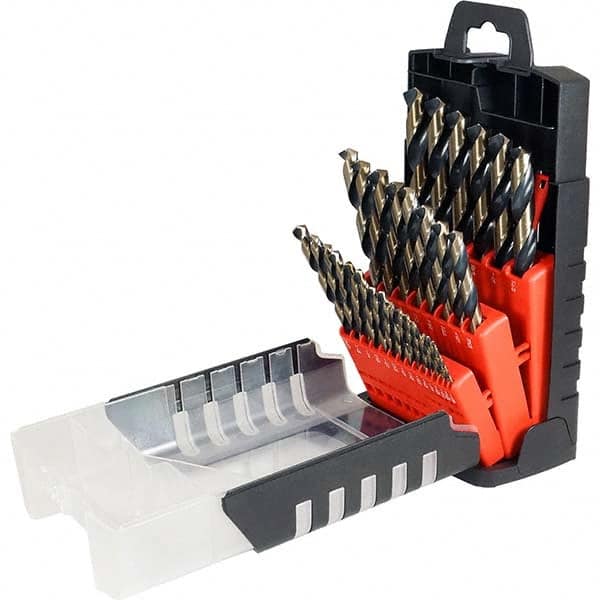 Cle-Force - 1/16 to 1/2", 135° Point, Oxide/Gold Finish, High Speed Steel Jobber Length Drill Bit Set - USA Tool & Supply