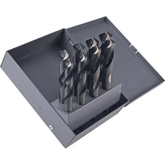 Cle-Force - 9/16 to 1", 118° Point, Oxide Finish, High Speed Steel Reduced Shank Drill Bit Set - USA Tool & Supply