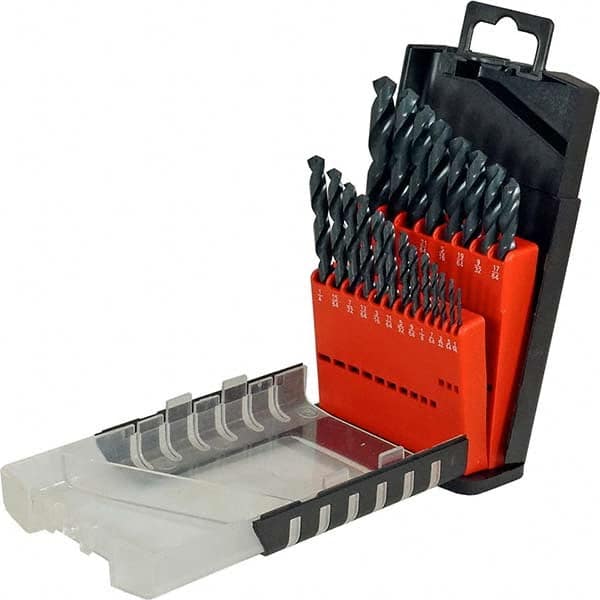 Cle-Force - 1/16 to 3/8", 118° Point, Oxide Finish, High Speed Steel Jobber Length Drill Bit Set - USA Tool & Supply