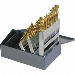 Chicago-Latrobe - 1/16 to 1/2", 135° Point, TiN Finish, High Speed Steel Screw Machine Length Drill Bit Set - USA Tool & Supply