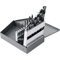 Chicago-Latrobe - 1/16 to 1/2", 135° Point, TiCN Finish, High Speed Steel Jobber Length Drill Bit Set - USA Tool & Supply