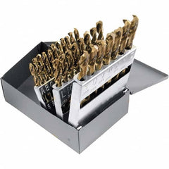 Chicago-Latrobe - 0.234 to 0.413", 135° Point, TiN Finish, High Speed Steel Jobber Length Drill Bit Set - USA Tool & Supply