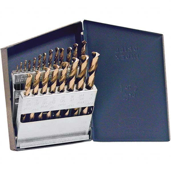 Chicago-Latrobe - 1/16 to 3/8", 135° Point, TiN Finish, High Speed Steel Jobber Length Drill Bit Set - USA Tool & Supply