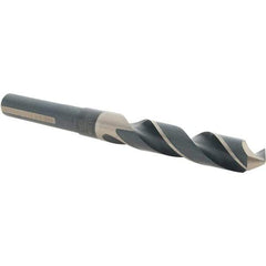 Cle-Line - 14.5mm Drill, 118° Point, High Speed Steel Silver Deming & Reduced Shank Drill Bit - Oxide Finish, 6" OAL, Flats on Shank, 79mm Flute Length, Right Hand Cut, Split Point, Spiral Flute, Regular Spiral - USA Tool & Supply