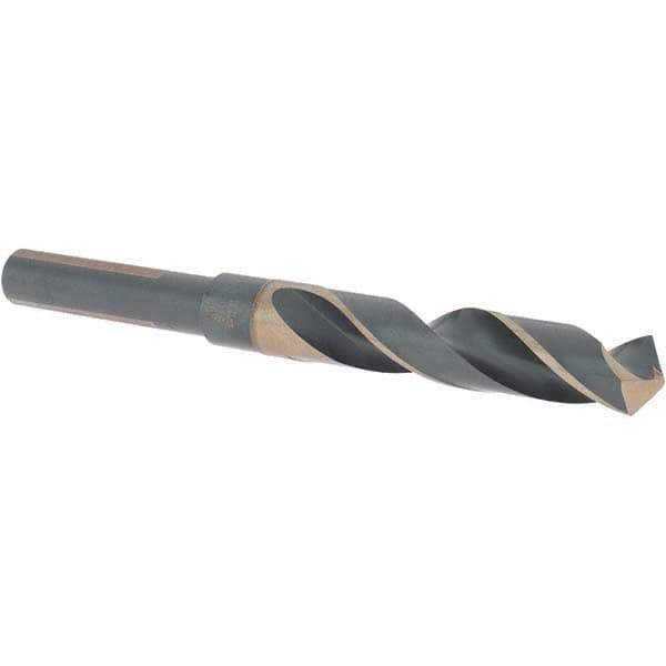 Cle-Line - 16mm Drill, 118° Point, High Speed Steel Silver Deming & Reduced Shank Drill Bit - Oxide Finish, 6" OAL, Flats on Shank, 79mm Flute Length, Right Hand Cut, Split Point, Spiral Flute, Regular Spiral - USA Tool & Supply