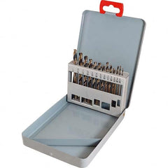 Cle-Force - 1/16 to 1/4", 135° Point, Oxide/Gold Finish, High Speed Steel Maintenance Length Drill Bit Set - USA Tool & Supply