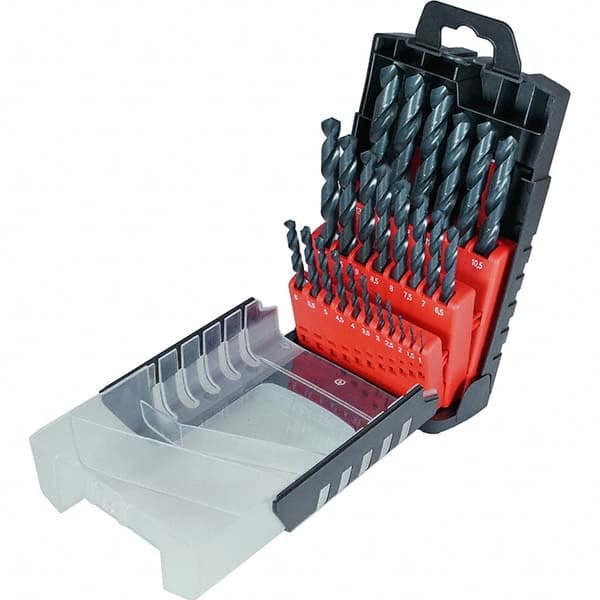 Cle-Force - 1 to 13mm, 118° Point, Oxide Finish, High Speed Steel Jobber Length Drill Bit Set - USA Tool & Supply