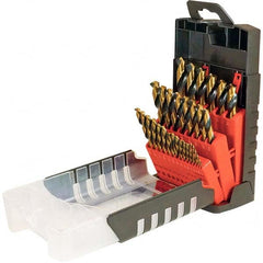 Cle-Force - 1/16 to 1/2", 135° Point, Oxide/Gold Finish, High Speed Steel Maintenance Length Drill Bit Set - USA Tool & Supply